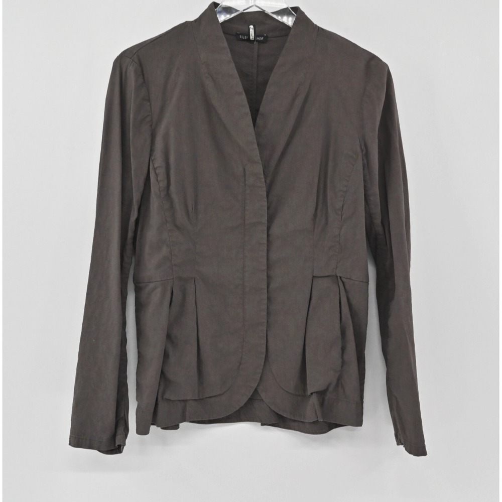 EILEEN FISHER Jacket Womens Size‎ S Gray Linen Blend Full Zip Minimalist Career